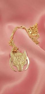 Kurt Ve Hilal Göktürkçe Türk Yazılı 925 Ayar Gümüş Rose Renk Kolye