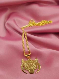 Kurt Ve Hilal Göktürkçe Türk Yazılı 925 Ayar Gümüş Sarı Renk Kolye