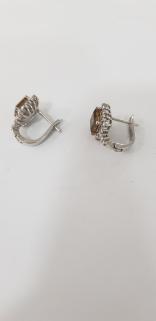 Vog Kare Zultanit Taşlı Beyaz Renk 925 Ayar Gümüş Küpe