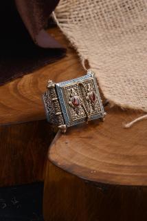 Erkek Gümüş Yüzük - Kitab-ı Kut Turkuaz Ve Yakut Taşlı Özel Seri Koleksyonluk 
