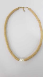 Vog Kum Beji Renk İnci Detaylı Fimo Kolye