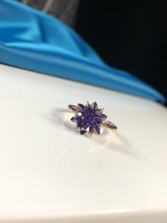 Vog Lotus Çiçeği Ametist Taşlı 3’Lü Set Anneye,Sevgiliye,Arkadaşa 925 Ayar Gümüş Roze Renk Set