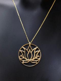 VOG LOTUS ÇİÇEĞİ MADALYON 925 AYAR GÜMÜŞ KOLYE 