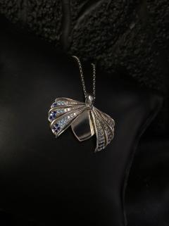 Vog Kişiye Özel Mavi Taşlı İstiridye 925 Ayar Gümüş Sevgiliye - Eşe - Anneye Hediye Kolye