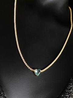 Vog Swarovs’ki Model Mavi Kalp Taşlı Su Yolu Sarı Renk 925 Ayar Gümüş Sevgiliye - Eşe Hediye Kolye