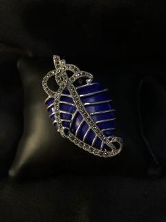 Vog Gümüş Mavi Taşlı Markazit Taşlı 925 Ayar Gümüş Sevgiliye - Eşe - Anneye - Arkadaşa Hediye Broş