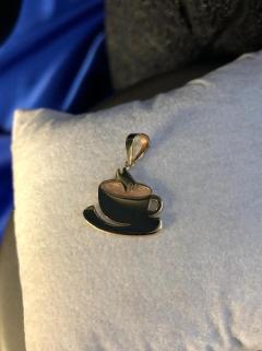 Vog Mine İşlemeli Kahve Fincanı 14 Ayar Yeşil Altın Kolye
