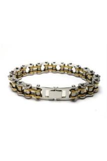 Vog Motosiklet Zinciri Erkek Çelik Bileklik Sarı Orta Kalınlık 