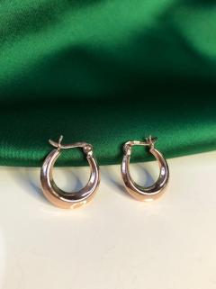 Kadın Gümüş Küpe - Oval Model Halka Küpe Rose Renk 