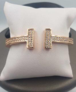 Vog Paslanmaz Çelik Tiffany Taşlı Rose Renk Yaylı Kelepçe Bilezik