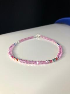 Vog Pembe Kristal Taş Süslemeli 925 Ayar Gümüş Hal Hal 