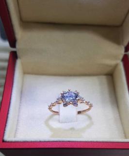 Vog Pırlanta Montür Lotus Çİçeği Aşk Güneşi 14 Ayar (585) Altın Yeni Modern Tek Taş Yüzük