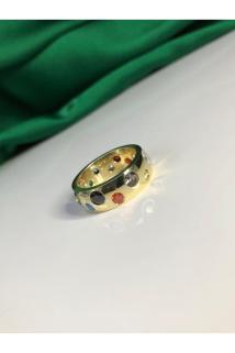 Vog Pomelato Iconica Şık Tasarım Renkli Zirconia Taşlı Sarı Renk 925 Ayar Yüzük,beyaz,roze Seçenek