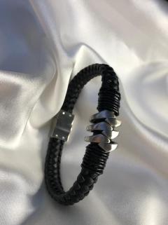 VOG PARİGİ 316L PASLANMAZ ÇELİK VE SİYAH RENK DERİ MODEL ŞIK TASARIM ERKEK BİLEKLİK