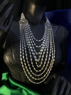 Vog Pırlanta Tasarım Swarovski Markiz Zirconia Ve Şampanya Taşlı 925 Ayar Gümüş Özel Gece Kolyesi