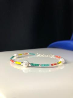 Vog Renk Renk Rengarenk İnci Detaylı 925 Ayar Gümüşlü Hal Hal 