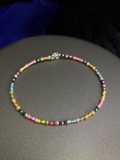 Vog Renk Renk Rengarenk Geçişli Küçük Dorika Top Ve İncili  925 Ayar Gümüşlü Hal Hal 