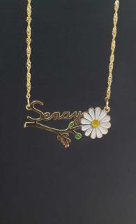 Vog Kişiye Özel Şenay Yazılı Papatya Isim Kolye 925 Ayar Gümüş Sevgiliye,Anneye,Arkadaşa Kolye