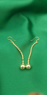 Vog Sallantılı Top Zincir Küpe 925 Ayar Gümüş Sarı Renk