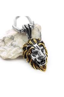 Vog Sarı Yeleli Aslan Başı Figürlü Paslanmaz Çelik Kolye 