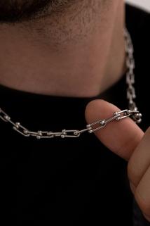 Vog Tiffany Model Unisex Beyaz Çelik Kolye - 316 L Paslanmaz Çelik Erkek Kolye