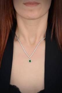 Vog Venessa Yeşil Taşlı 925 Ayar Gümüş Su Yolu Set - Düğün - Nişan - Söz - Sevgiliye - Eşe Takım