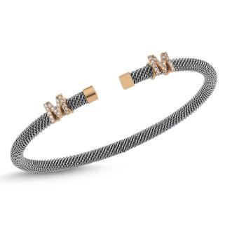 Women Kişiye Özel  Çelik Bileklik Üstü (585)14 Ayar Altın Taşlı Harf.Rakam Kombinasyon Sarı,Roze