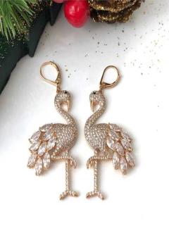 Vog Xuping Flamingo Tasarım Ve Swarovski Taşlı Micro Kaplama Küpe