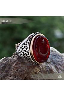 Erkek Gümüş Yüzük - Islam Usta Tasarımı Istiklal Model 1 • Işıklı Kutuda • Yüzük