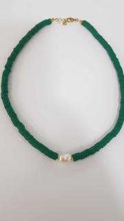 Vog Yeşil Renk İnci Detaylı Fimo Kolye