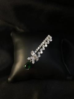 Vog Gümüş Yeşil Taşlı 925 Ayar Gümüş Sevgiliye - Eşe - Anneye - Arkadaşa Hediye Broş