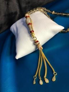 VOG ZULTANİT TAŞLI DAMLA KESİM GÜMÜŞ SARI VE MİNE İMAMELİ TESBİH