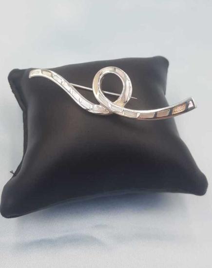 Vog Sedef Taş Kesimli Yaka İğnesi,Broş 925 Ayar Gümüş Sevgiliye,Anneye,Eşe,Arkadaşa Hediye İğne