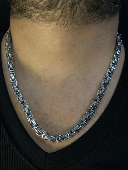 6mm Kral Beyaz Renk Erkek Çelik Kolye • Işıklı Kutuda • Sevgiliye • Eşe • Babaya • Kolye