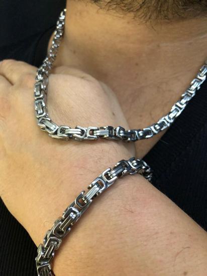 6mm Kral Beyaz Renk Erkek Çelik Set • Işıklı Kutuda • Sevgiliye • Eşe • Babaya • Bileklik Kolye