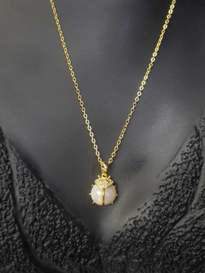 Vog Xuping Model Uğur Böceği V inci Detay Sevgiliye,Anneye,Arkadaşa Bijuteri Kolye