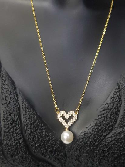 Vog Xuping Model Kalp Fİgürlü İnci Detay Sevgiliye,Anneye,Arkadaşa Bijuteri Kolye