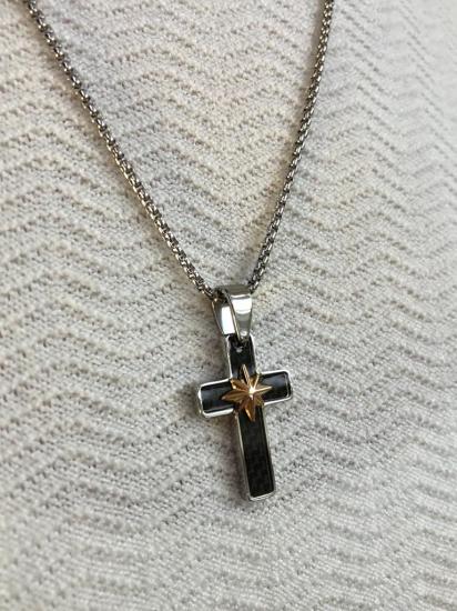 Vog Unisex Kuzey Yıldızı Sembollü Haç 316 L Paslanmaz Çelik Sevgiliye,Eşe,Arkadaşa Hediye Kolye