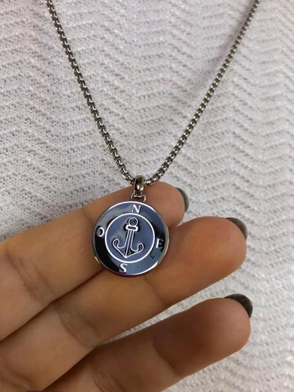 Vog 316 L Paslanmaz Çelik Çapa Figürlü Pusula Model Sevgiliye,Eşe,Babaya,Arkadaşa Hediye Kolye