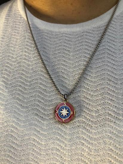 Vog 316 L Paslanmaz Çelik Kuzey Yıldızı Pusula Model Sevgiliye,Eşe,Babaya,Arkadaşa Hediye Kolye