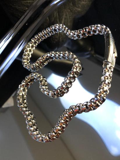 Vog Beyaz Renk Altın Tasarım Kare Zincir İtalyan Kilit Detay Sevgiliye,Eşe,Babaya Hediye Çelik Kolye