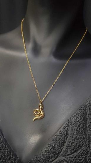 Vog Xuping Model Siyah Mineli Yılan 2’Li Set Sevgiliye,Anneye,Eşe,Arkadaşa Hediye Küpe,Kolye