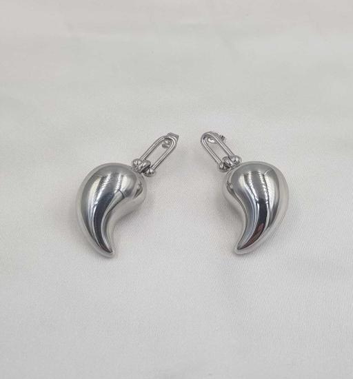 Vog Çelik Tiffany V Bottega Göz Yaşı Damla Gümüş Renk Sevgiliye,Anneye,Eşe Küpe Büyük Boy