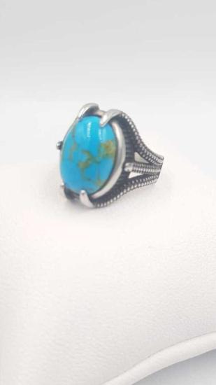 Vog Paslanmaz Çelik Turkuaz Taşlı Pençe Model Sevgiliye,Babaya,Arkadaşa Hediye Yüzük