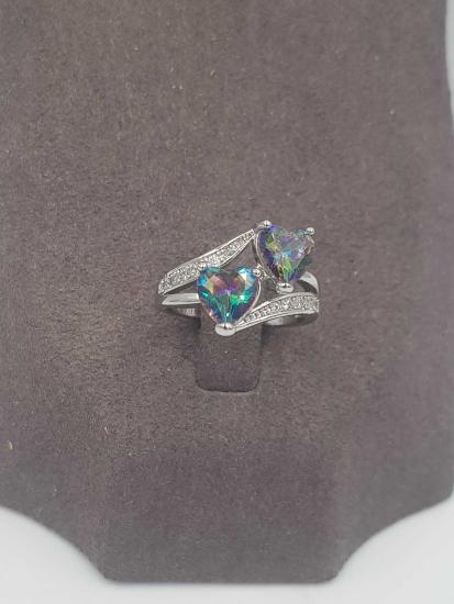 Vog Xuping 1. Sınıf Bijuterİ İkili Kalp Mistik Topaz Taşlı Sevgiliye,Anneye,Eşe Arkadaşa Yüzük