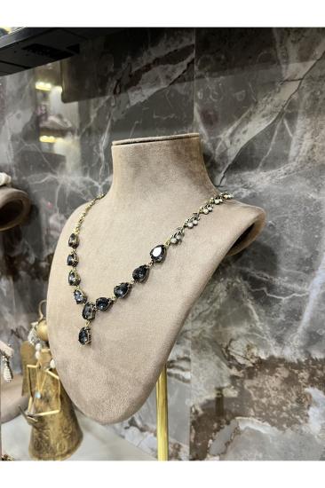 Elmas Montür Siyah Cam Taşlı Prinç Meteryal • Sevgiliye • Eşe • Anneye • Hediye Kolye