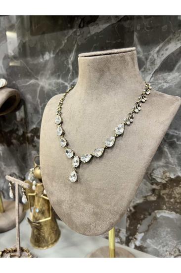 Elmas Montür Damla Cam Taşlı Prinç Meteryal • Sevgiliye • Eşe • Anneye • Hediye Kolye