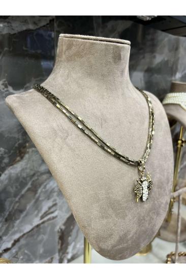 Hematit Doğal Taşlı Arı Figürlü Prinç Meteryal • Sevgiliye • Eşe • Anneye • Hediye Kolye