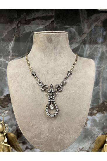 Elmas Montür Foyolu Cam Taşlı Prinç Meteryal • Sevgiliye • Eşe • Anneye • Hediye Kolye