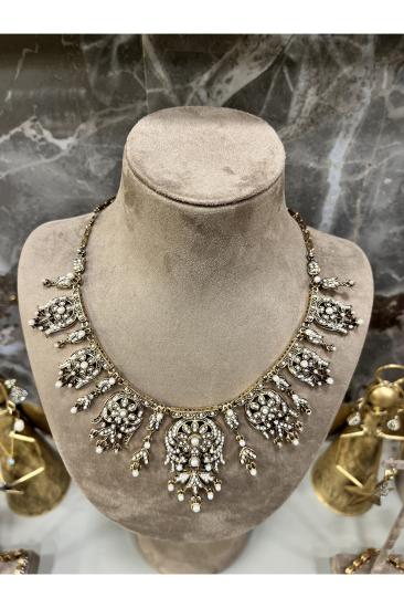 Vog İncili Elmas Montür Hurem Sultan Swarovski Taşlı Gerdanlık Sevgiliye,Anneye,Arkadaşa Kolye